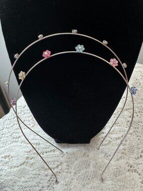 One Plain Rhinestone and One Flower Sparkle Rhinestone Little Girl's Headbands